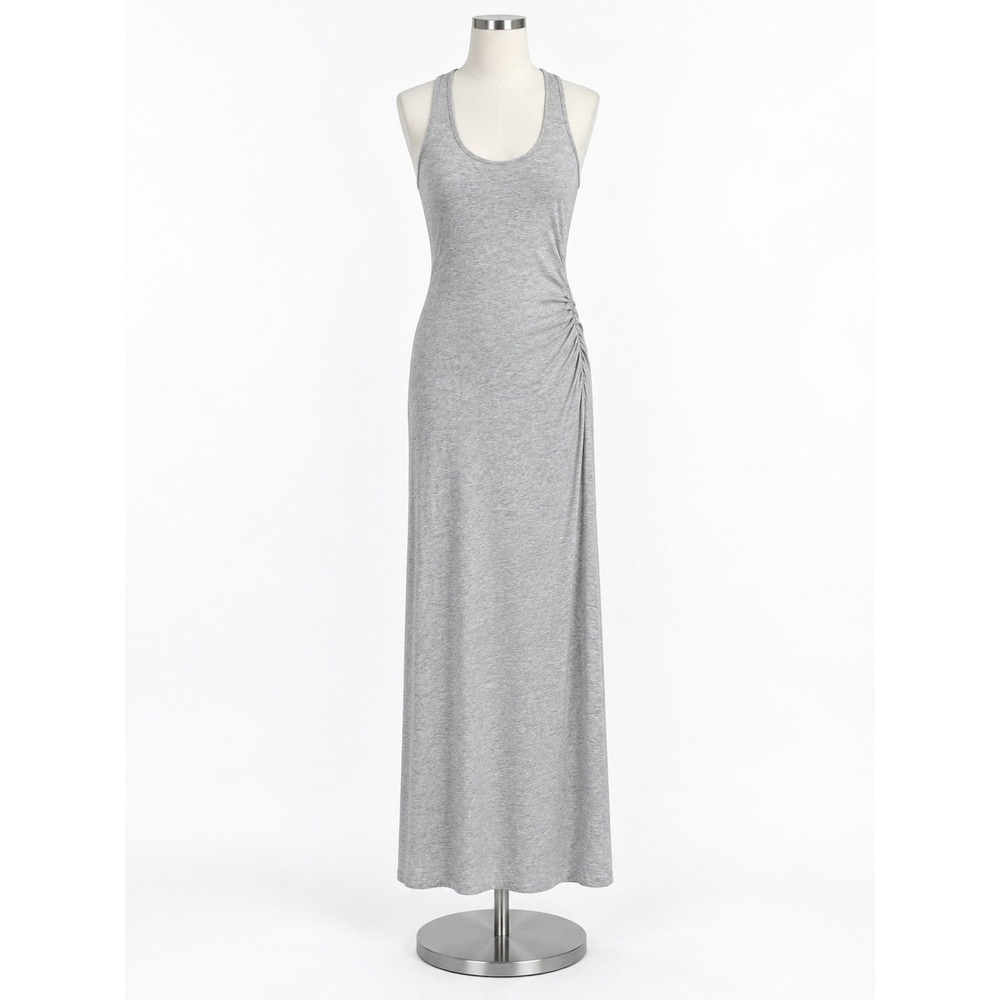 Athleta Maxi Dress Womens XXS Gray Racerback Ruched Pima Cotton Modal 210910